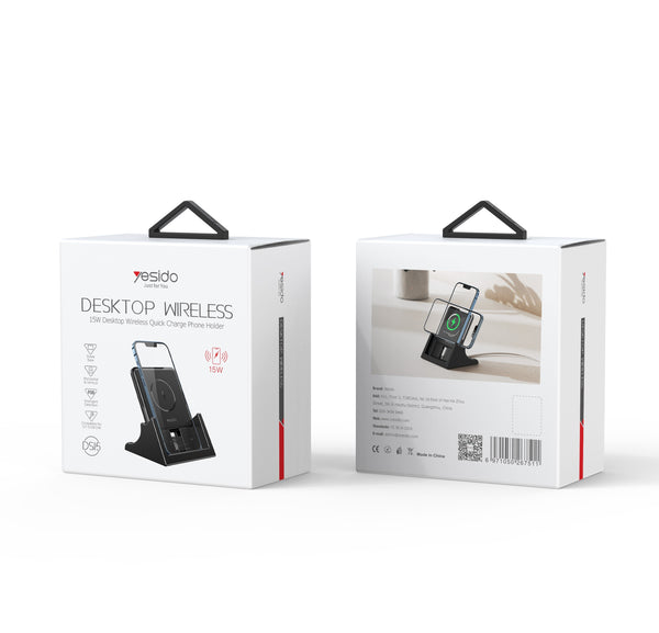 YESIDIO DS15 15W Qi Fast Wireless Desktop Charger Stand Universal Wireless Charger Phone Holder