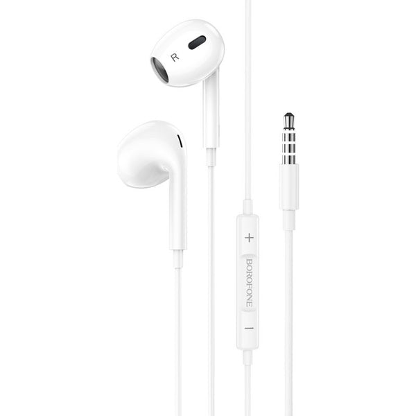 BOROFONE - M80 Max Gorgeous écouteurs avec microphone filaire, prise Jack 3.5 mm, couleur blanche.
