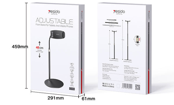 YESIDO C116 Long Arm Adjustable Display Desktop Floor Hand Tablet Moblie Phone Holder