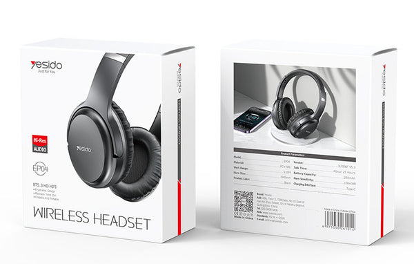 YESIDO EP04 Over Ear Handfree Stereo Wireless with Mic High Fidelity Stereo Studio Headphone
