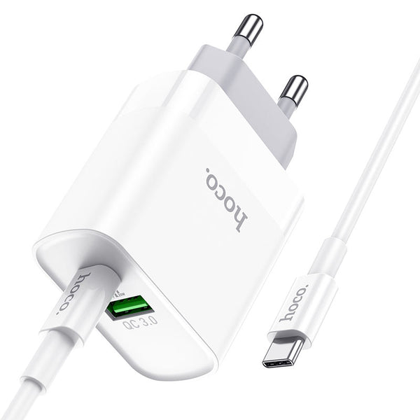 HOCO - C80A Chargeur mural PD + QC3.0 EU set avec câble